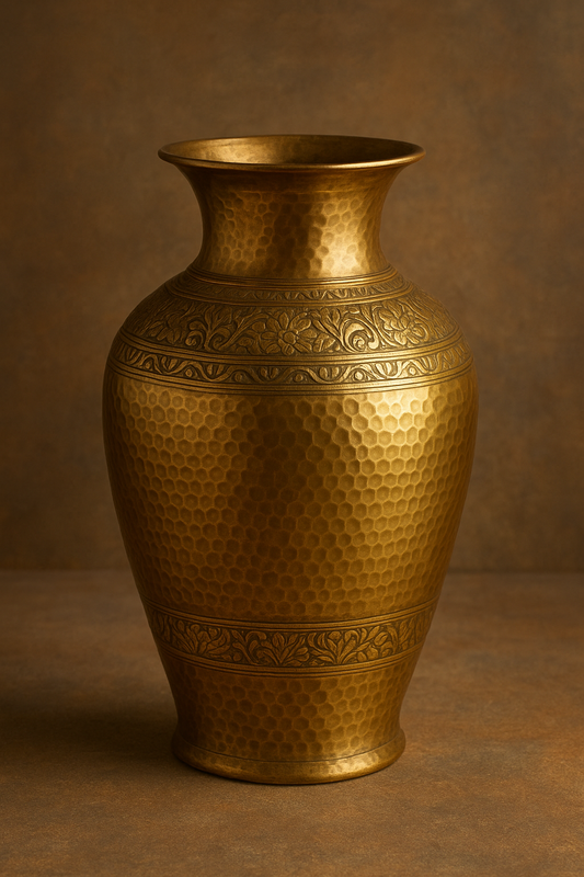 Brass hammered vase